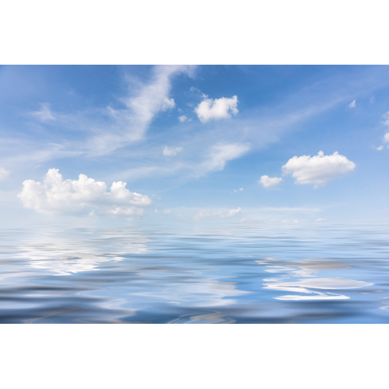 Blue Sea And Sky With Clouds by Yangna - No Frame Print on Canvas, 61cm H x 91cm W