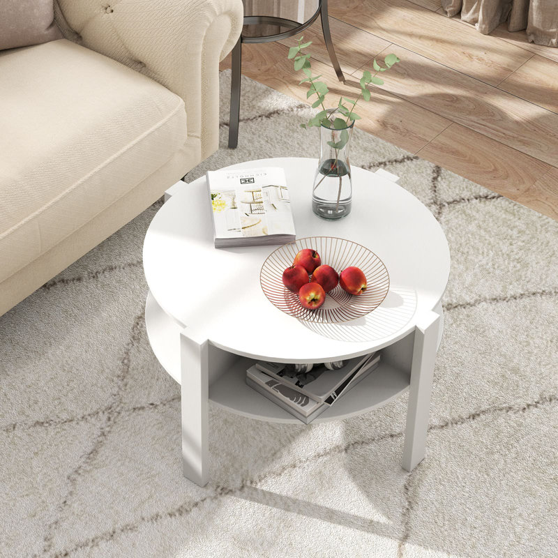 Coffee Table with Storage, White