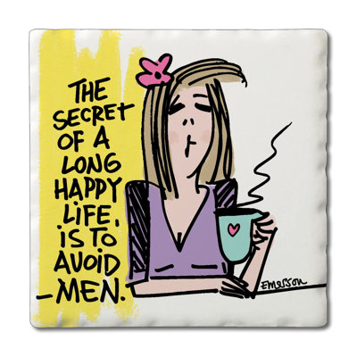 Avoid Men Single Square Tumbled Tile Coaster