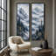 Forêt de pins brumeuse des montagnes, bleu-gris – Ensemble de 2 impressions d'art encadrées sur toile 60 po x 20 po x 2-134739011-134739010
