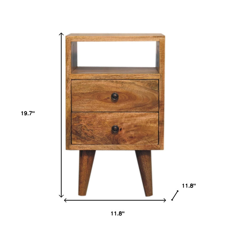 Table de chevet 20 po en bois massif à deux tiroirs 20 po