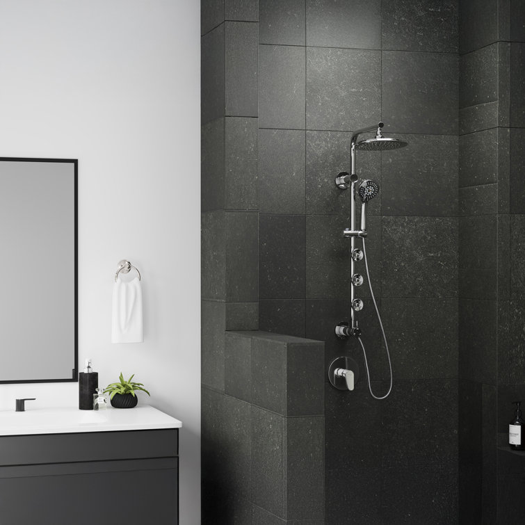 Lanai 8-in Rain Showerhead Shower System with 3-Body Jets Pivoting Shower Arm and Multi-function Handshower