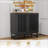 Cabinets | Modern Black Slatted Grille Striped Door Storage Dresser, Adjustable Storage Shelves | Bedroom | Modern