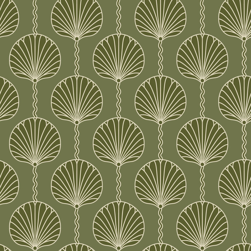 Deco Lily - Olive Wallpaper