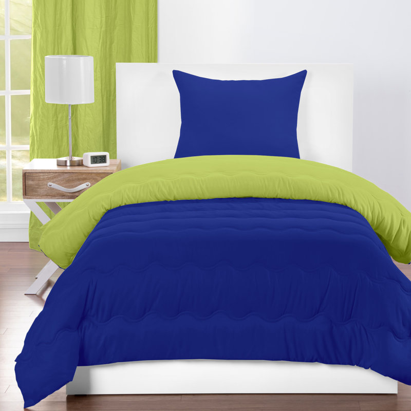 Lil Sis Reversible Comforters Modern & Contemporary No Comforter, Twin Comforter + 1 Standard Sham, Lime
