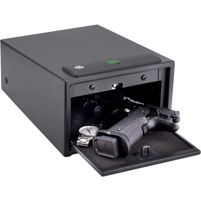 Coffre-fort pour armes à feu biométrique à empreintes digitales avec accès rapide, coffre-fort pour arme de poing avec porte escamotable