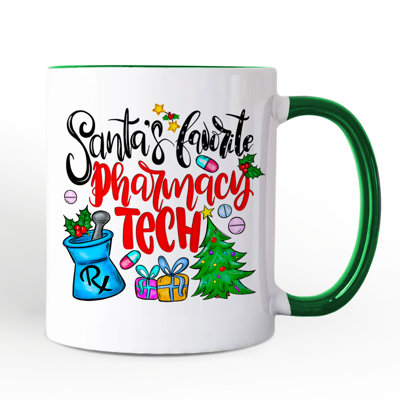 Santa's Favorite Pharmacy Tech Mug, Pharmacist Technician Gift with Custom Name