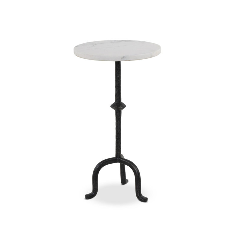 Jocelyn Marble End Table, Veined White Marble