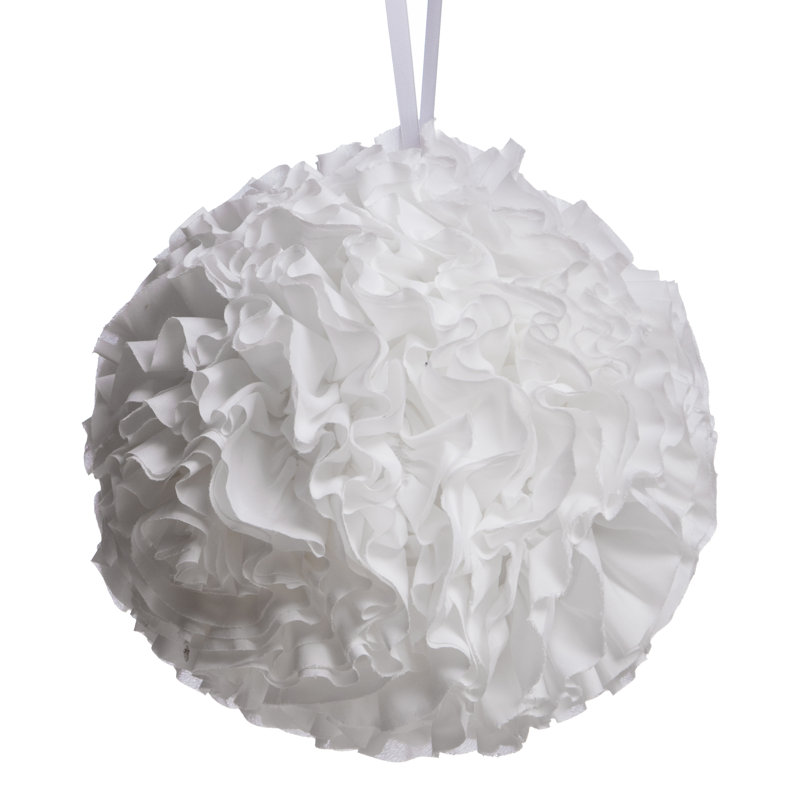 Housse de coussin rond et insert Ruffle Puff, Blanc