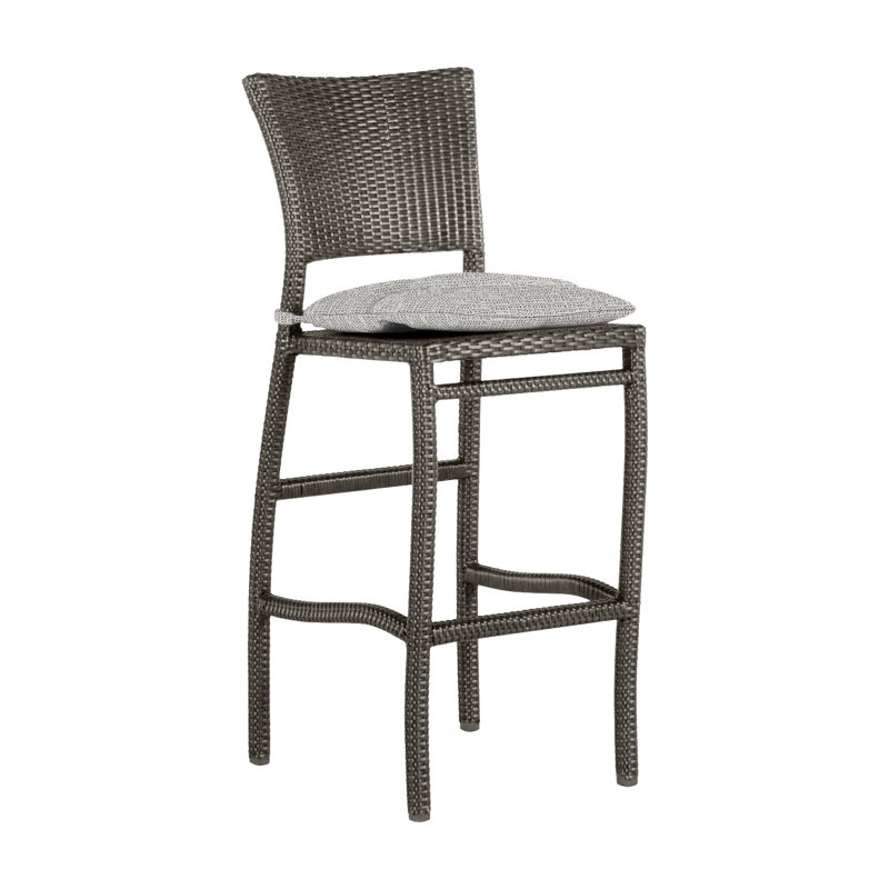 Tabouret de bar extérieur en résine tressée 30 po Skye, Pas de soudure, Gris ardoise, Tweed caramel