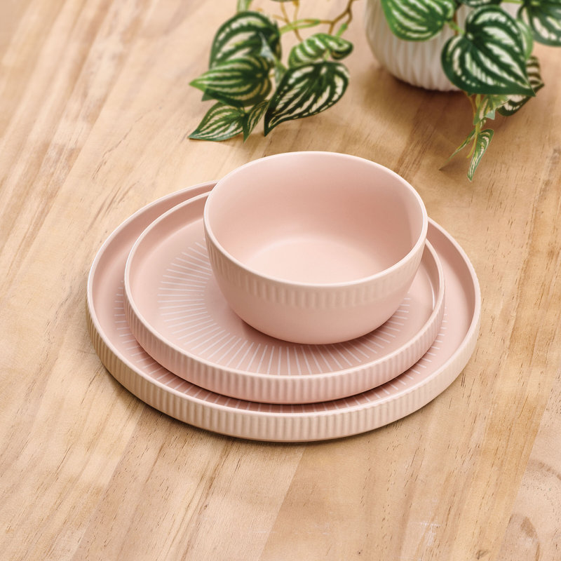 Darbie Angell Mod 12-Piece Dinnerware Set, Service For 4, Pink