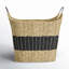 Seagrass Handmade Two Toned Decorative and Functional Storage Basket with Metal Handles