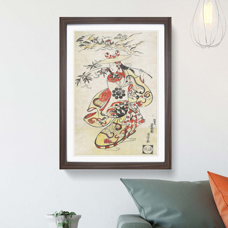 Sawamura Kodenji by Torii Kiyonobu - Picture Frame Painting Print, 65cm H x 48cm W x 2cm D, Walnut Framed