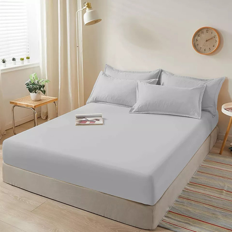 40cm Extra Deep Fitted Sheet - Luxury Microfiber Deep Pocket Bed Sheet Secure Fit, Silver, Single (3')