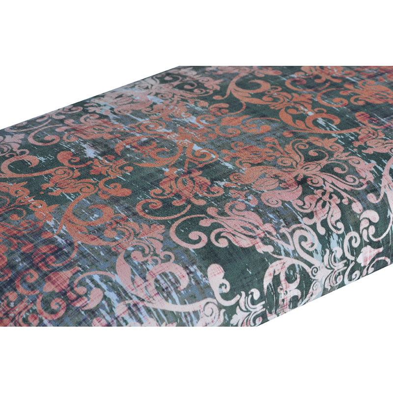 Patchwork Polyester Blend Upholstered Bench, Orange