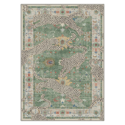 Safari Animal Print Leopard Machine Washable Indoor Area Rug with Non-Slip Backing