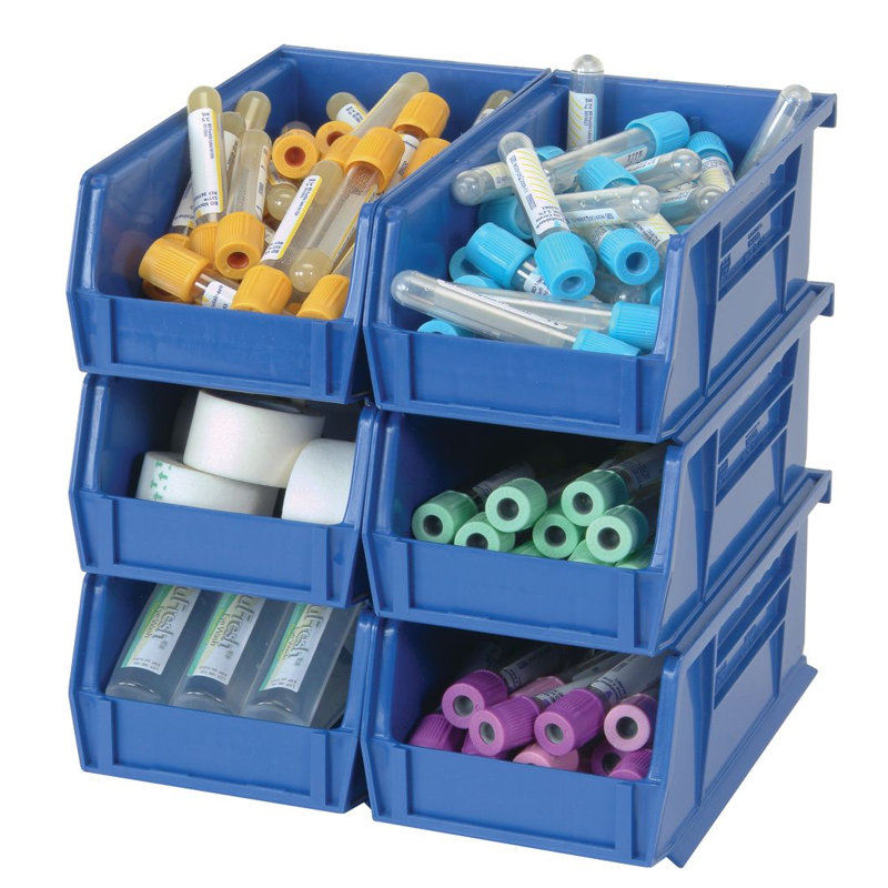  QUS240BL Ensemble de 12 bacs de rangement ultra-résistants empilables et suspendus L 15 po x l 9 po x H 7 po, Blue