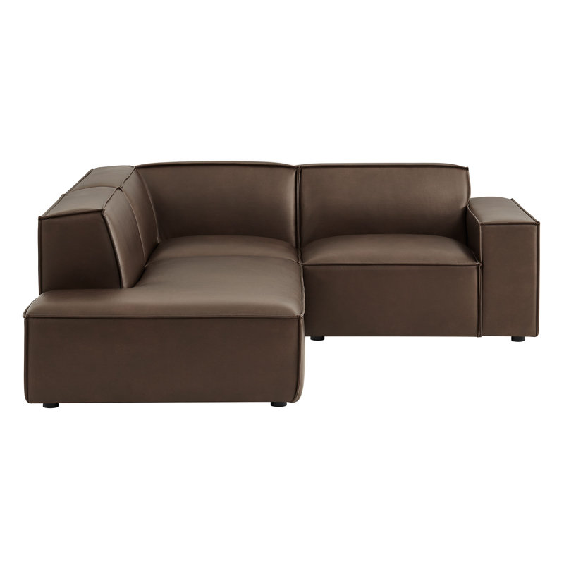 Canapé modulaire en forme de L 3 pièces Bange en espresso Bange, Face à la droite, Similicuir espresso