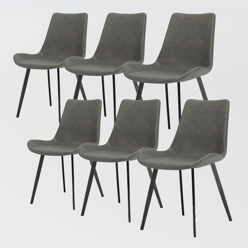 Modern Dining Chairs Set, Upholstered PU Leather Kitchen Side Chairs With Metal Legs, Gray