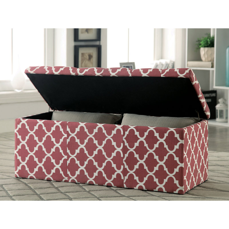 Burlon Fabric Upholstered Storage Bench, Red