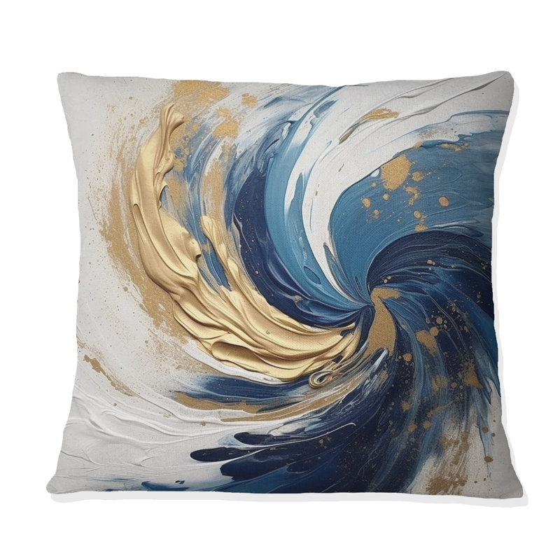 Coussin décoratif bleu foncé et doré Spiral IV - Abstract Spirals
