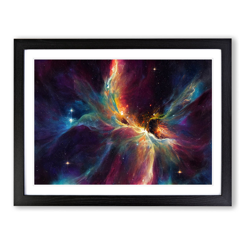 Watercolour Cosmos Vol.4 - Single Picture Frame Print, Black Framed, 34cm H x 46cm W x 2cm D
