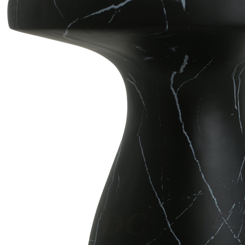 Table d'appoint d'extérieur en travertin MGO, table de bout en béton léger, effet marbre noir, table, Noir