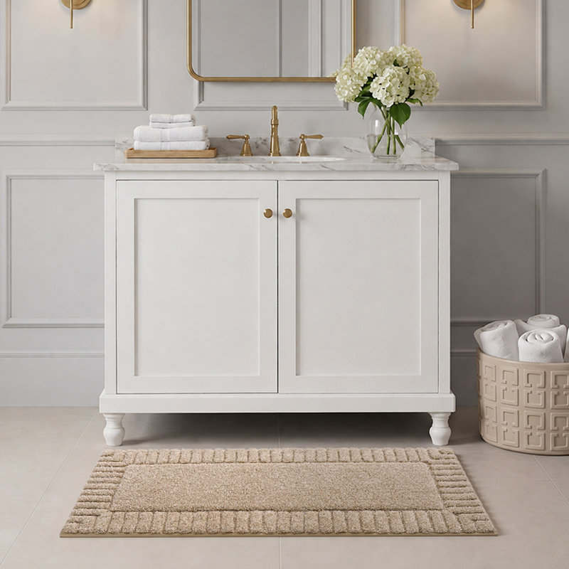 Tapis de bain doux, absorbant et antidérapant, lavable à la machine, L 24 po x L 36 po, Beige