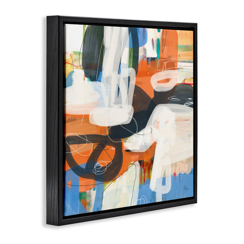 «Abstract Squiggle Distorsion» par Lisa Ridgers, H 18 po x l 18 po x P 1,7 po, Cadre flottant noir de jais