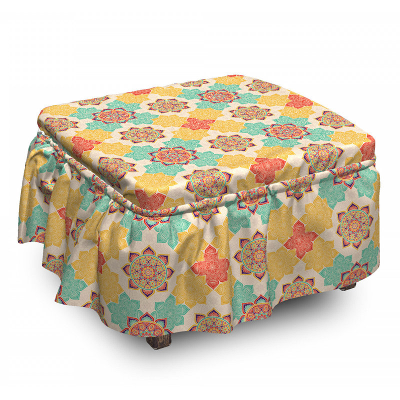 Ensemble de housse pour repose-pieds à coussin de boîte 2 pièces marocain boho