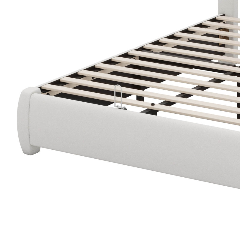 Platform Bed Frame With Height Adjustable Headboard, Modern Upholstered Cloud Bed, Queen