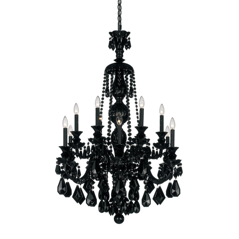Hamilton 12 - Light Glass Chandelier, Jet Black, Black