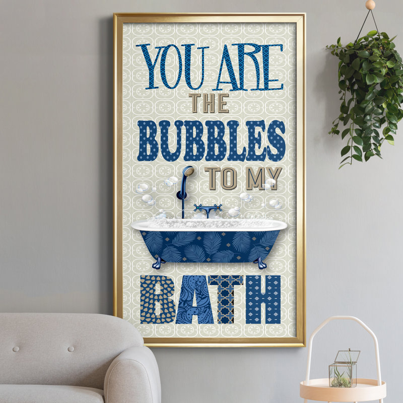 «Bubbles to My Bath», reproduction d'art textuel sur toile encadrée, Doré, H 22,5 po x l 42,5 po x P 1,5 po