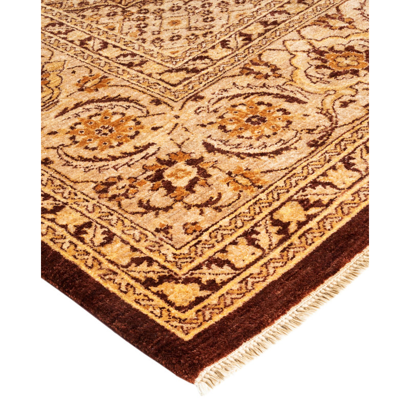 One-of-a-Kind 9' 2" X 12' 1" 2010s Wool Area Rug in Brown