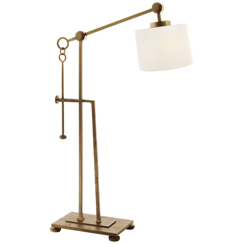 Aspen Desk Table Lamp, Gilded Iron, Fabric