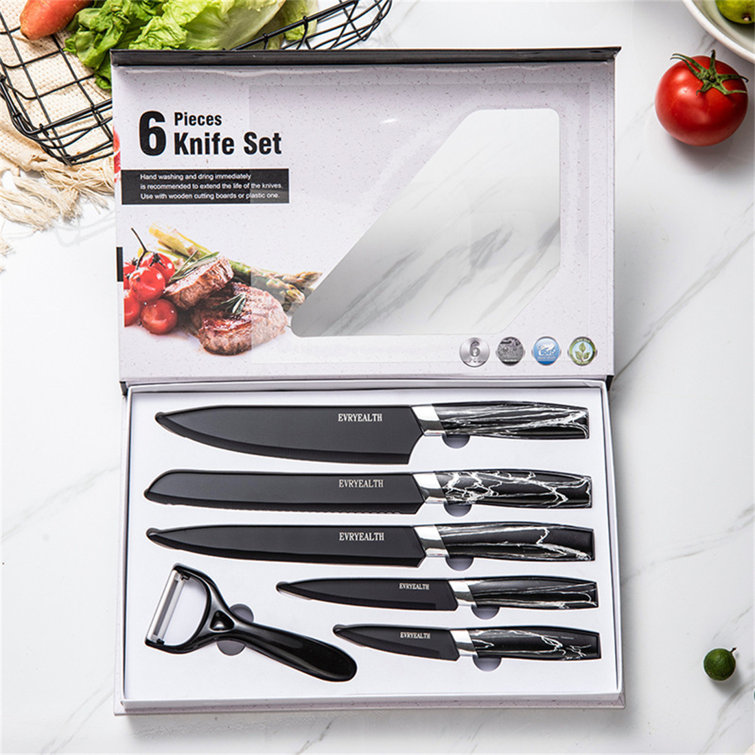 Wuyi 6 Piece Stainless Steel Knife Block Set