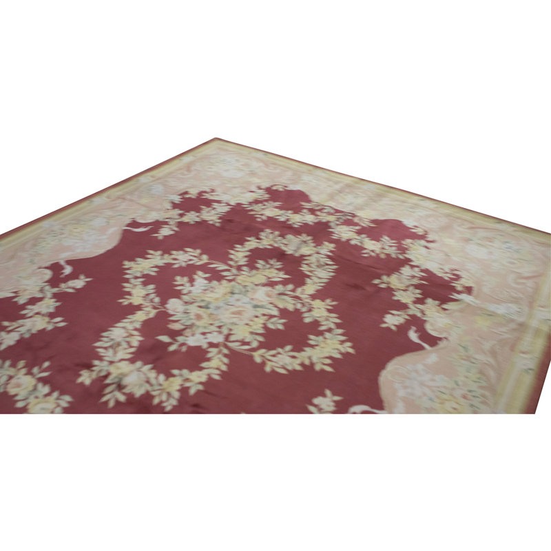 Hand Knotted Wool Area Rug in Red