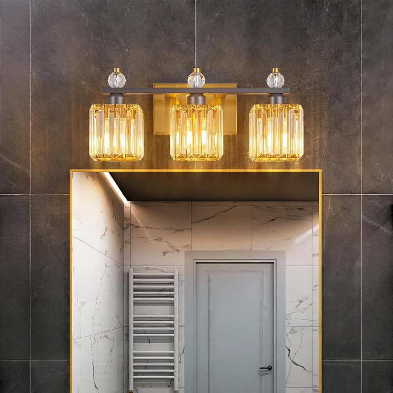 Luminaire de meuble-lavabo moderne en cristal avec abat-jour en cristal K9 et finition durable pour l'éclairage au-dessus d'un miroir