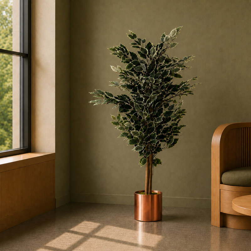 130 cm H Faux Ficus Tree Plant, Orange