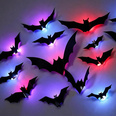 Plastic Wall Mounted Halloween Bats Outdoor Decorative Mural