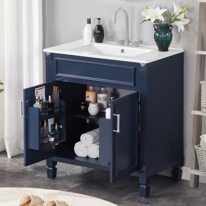 Meuble-lavabo en céramique Classic, Bleu / Argent