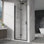 32 po x 72 po Porte de douche en verre sans cadre 1/4 po (6 mm) Panneau de douche en verre trempé transparent au fini noir, installation réversible