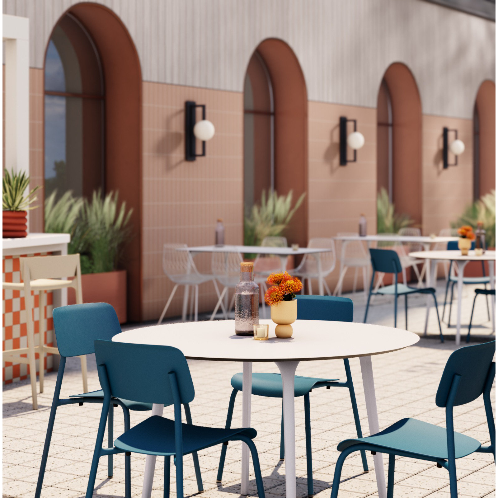 Burt Synthetic Laminate Outdoor Dining Table, White