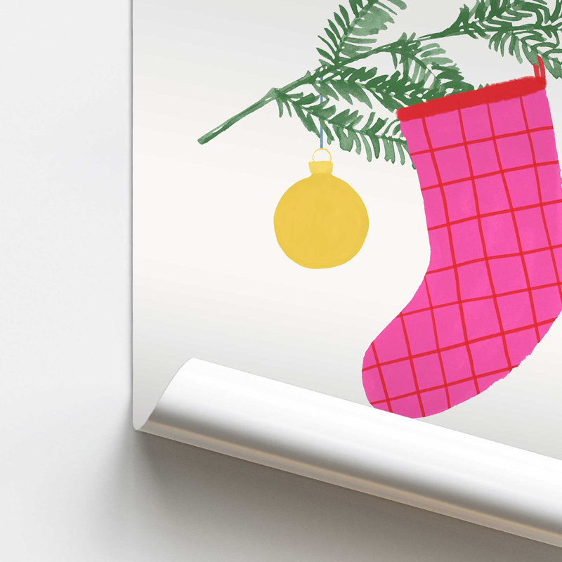 Impression de bas de Noël joyeux II, Sans cadre, papier, H 12 po x l 16 po