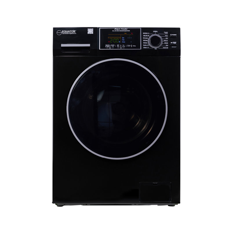 Equator All-in-one Washer Dryer Ventless FULLY BUILTIN 0-CLEARANCE 1.62cf/15lbs 110V 1400RPM, Black