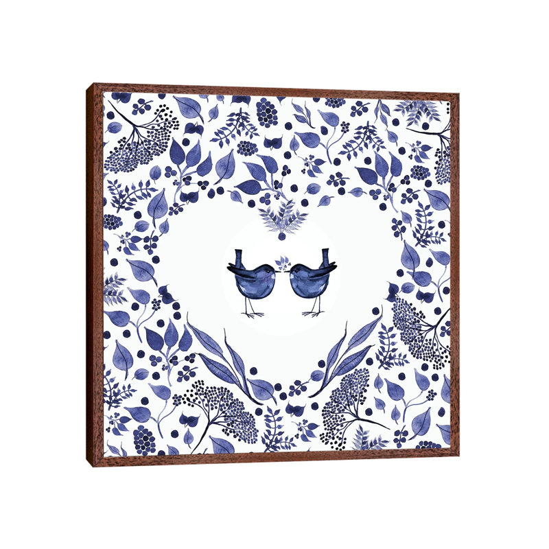 The Gift - Indigo by Annelein Beukenkamp - Print on Canvas, Classic Brown Wood Framed, 93.98 cm H x 93.98 cm W