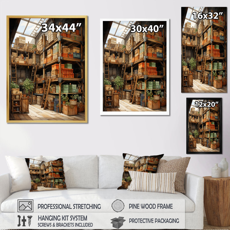 Warehouse Hidden Treasures IV - impressions sur toile, H 40 po x l 30 po x P 1,5 po, Cadre flottant noir