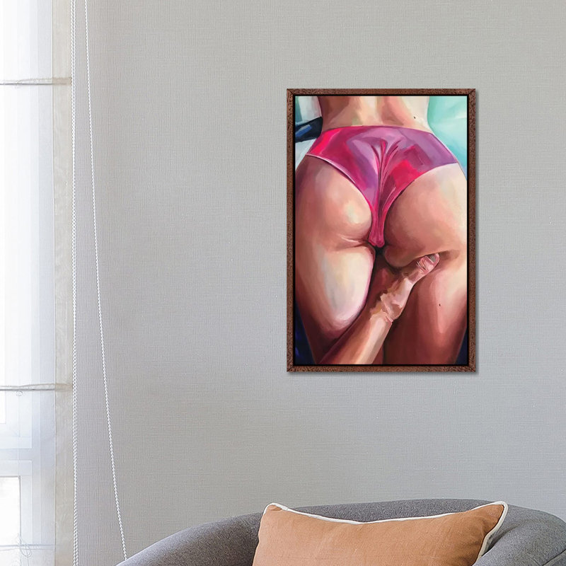 Man's Pink Happiness by Sasha Robinson - Painting on Canvas, 66.04cm H x 45.72cm W x 3.81cm D, Classic Brown Wood Framed