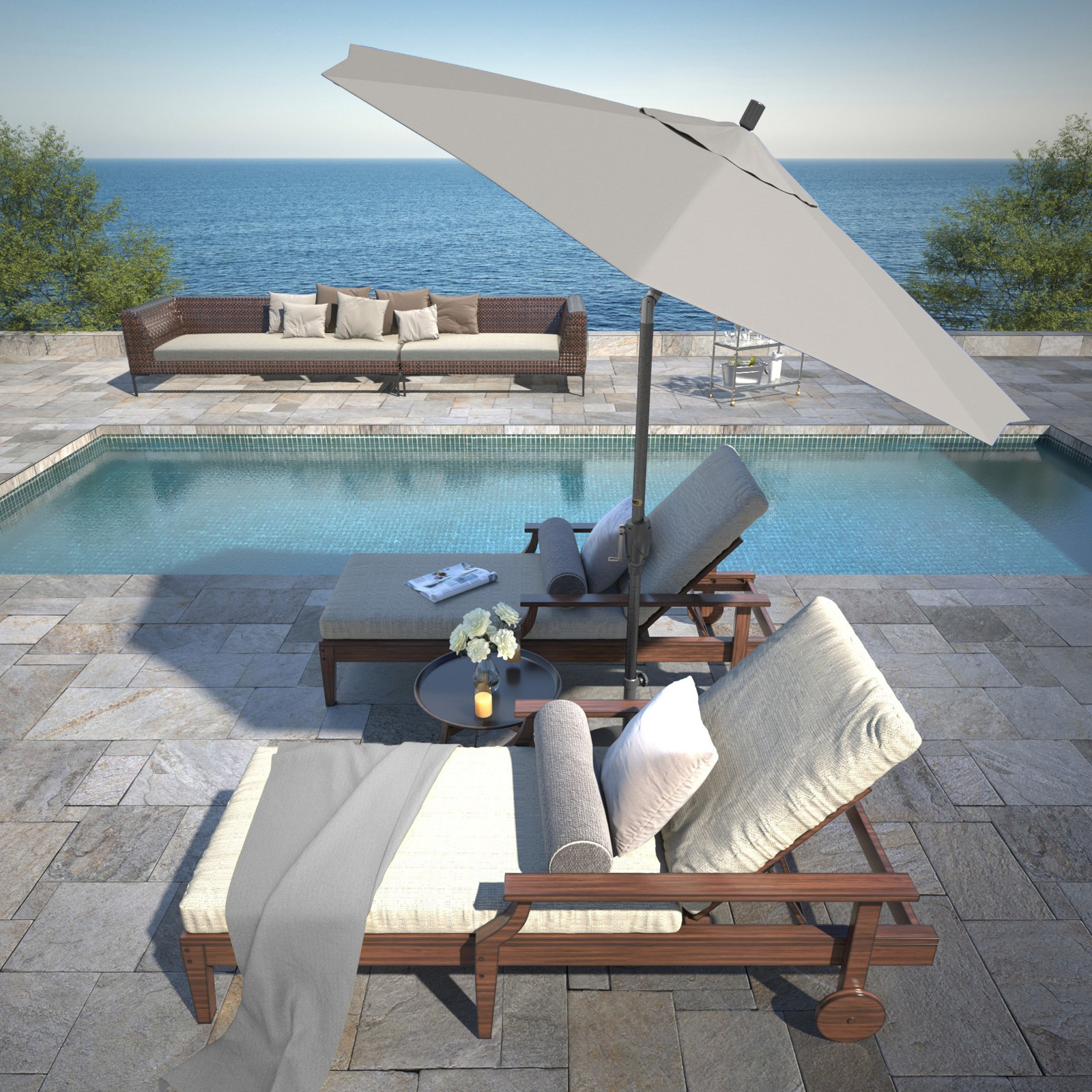 Lexia 7.5' Sunbrella® Umbrella, Canvas Granite Sunbrella® Canvas, Hammertone Gray