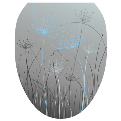 Floral Thistles Toilet Seat Decal – Toilet Tattoos Modern Static Cling Vinyl Lid Cover Fits Round & Elongated Seats